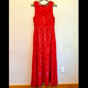 Gianni Bini Vibrant Red Ikat Patterned formal Maxi Dress